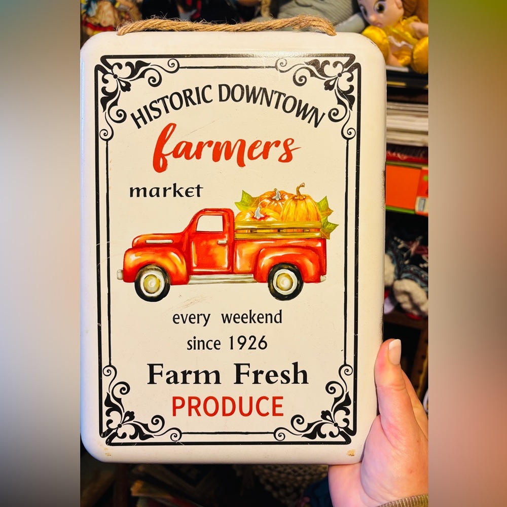 Celebrate Harvest Farmers Market Produce Truck Decorative Metal Sign